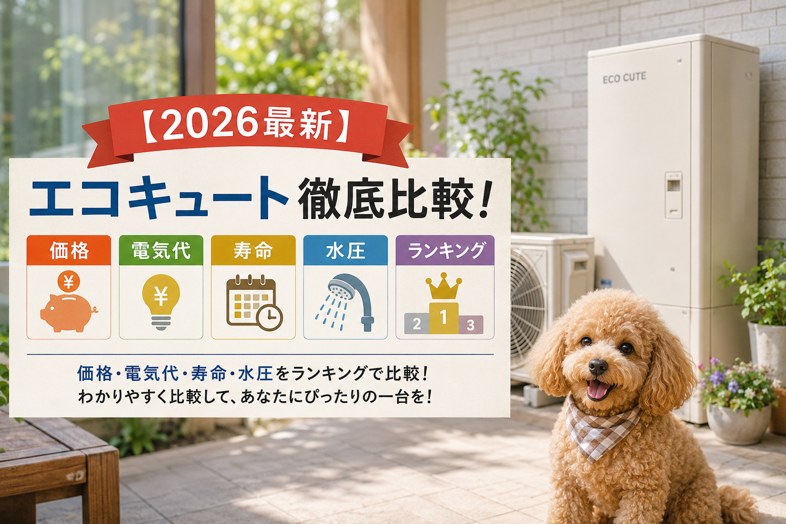 エコキュート比較2026｜価格・電気代・寿命・水圧・メーカー別おすすめランキング